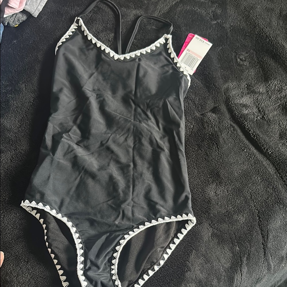 Black Swimsuit with White Trim size 10